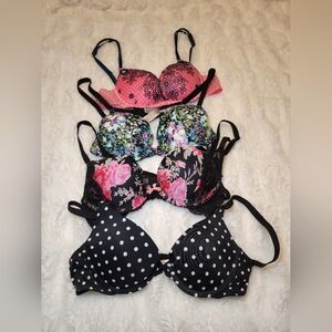 Victoria's Secret Dream Push-up Bra BNWT Black, Purple, Pink Blue Floral 34A